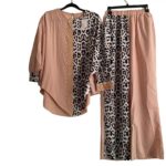 Women's Leopard Print Two-Piece Pant Set – Casual Elegant Outfit - Image 2