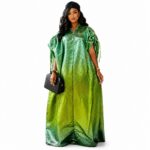 Women's Luxury Gradient Green Kaftan Maxi Dress