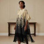 Women's Luxury Pleated African Kaftan Dress – Black & Gold Fringe Maxi Gown - Image 3