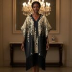 Women's Luxury Pleated African Kaftan Dress – Black & Gold Fringe Maxi Gown - Image 5