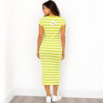 Women's Striped Midi Bodycon Dress – Casual Short Sleeve Summer Dress - Image 3